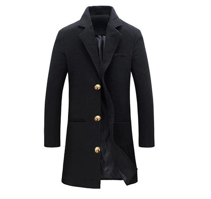 Manteau Long "Élégance Impériale" – Coupe Ajustée & Détails Dorés