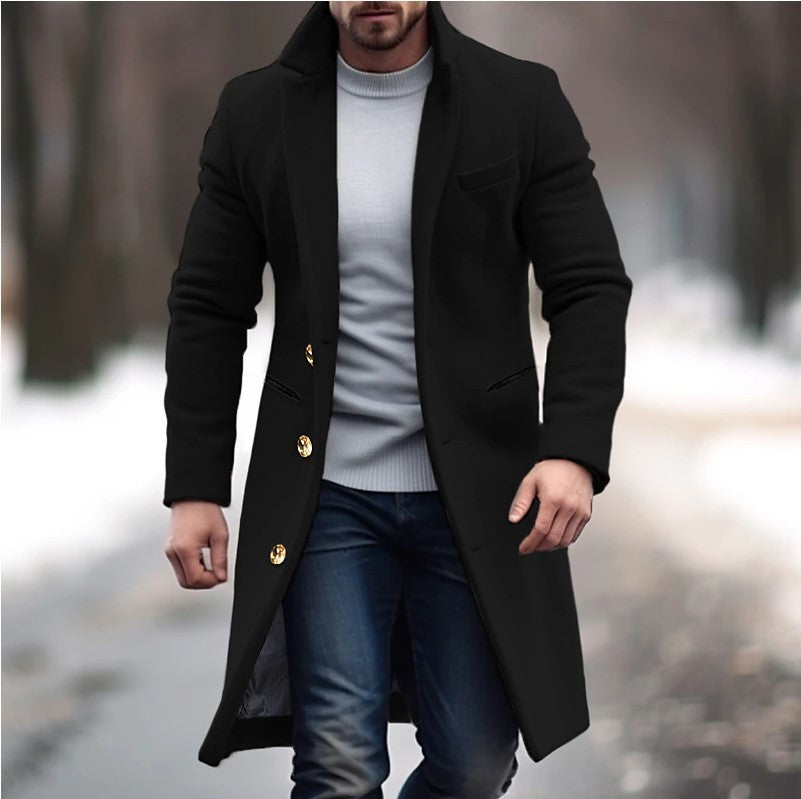 Manteau Long "Élégance Impériale" – Coupe Ajustée & Détails Dorés