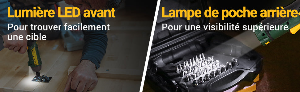 Visseuse sans Fil 6Nm, TECCPO Tournevis sans Fil, 2000mAh avec 45 accessoires, 2 Lampe LED, Chargeur USB, 9+1 Reglages du Couple, 2 Position Poigne Reglable, Boîte Compacte, Meilleur Cadeau DIY …