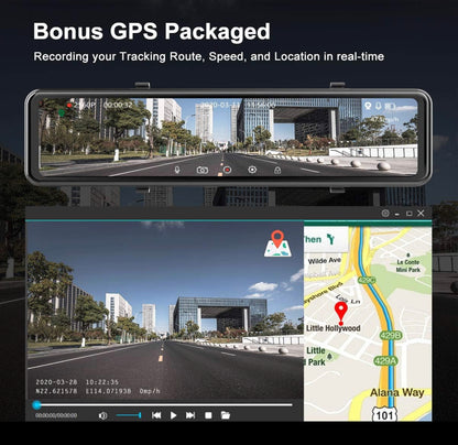 Dashcam de Voiture avec GPS, 2,5K Avant Arrière Ecran Tactile 12 Pouces 2560P Ultra HD neuve