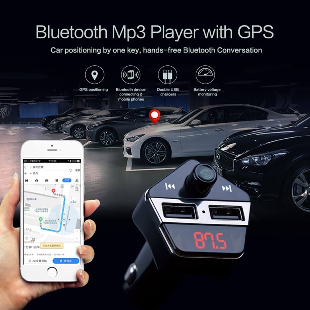 Émetteur FM Bluetooth, adaptateur radio multifonctionnel pour voiture avec double port de charge USB 5 V CC/2,5 A