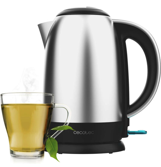 Cecotec Bouilloire Électrique de 1,7L Thermosense 200 Steel. 2200W, Corps en Acier Inoxydable, Base Rotative à 360º, Indicateur Lumineux, Double Système de Protection.