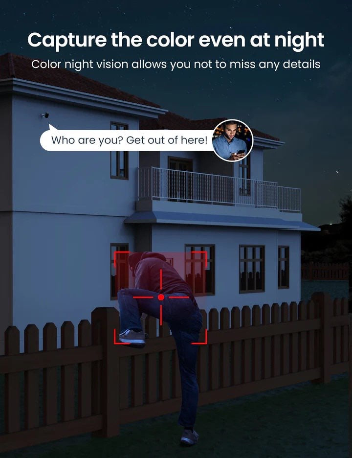 Caméra de sécurité sans fil pour l'extérieur, WiFi 1080P avec vision nocturne en couleur, audio bidirectionnel