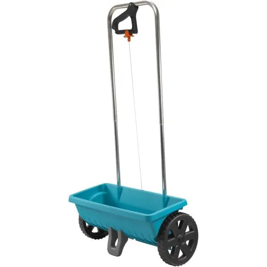 GARDENA Epandeur à engrais L sur roues – Capacité 12,5 L – Surface 400m² max – Largeur d’épandage