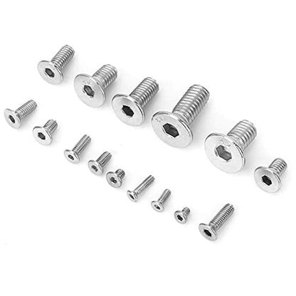 Ensemble de vis à bouton plat hexagonal de 320 pièces, M2 M3 M4 M5 Vis à tête fraisée 304 Vis en acier inoxydable Écrous et rondelles Ensembles d'assortiment avec boîte de rangement