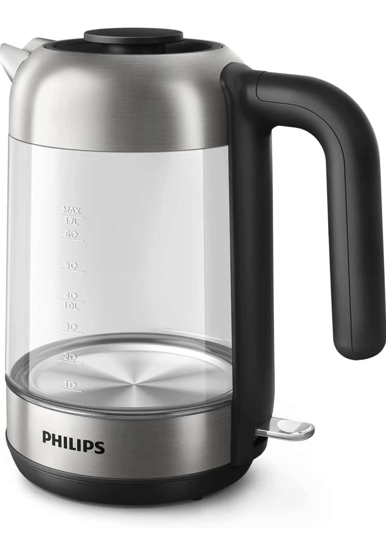 Philips Série 5000 Bouilloire Électrique en Verre - Capacité 1,7L, Résistance Plate pour Ébullition Rapide, Tamis Anti-Calcaire, Base 360° Sans Fil, Couvercle Amovible, Voyant Bleu (HD9339/80)
