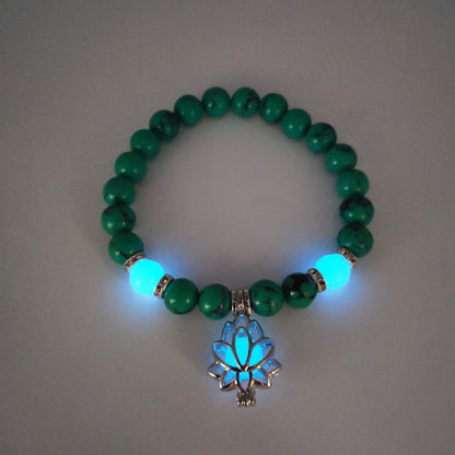 Bracelet "Lotus Lumineux" – Pierre Naturelle, Énergie Yoga & Perles Phosphorescen