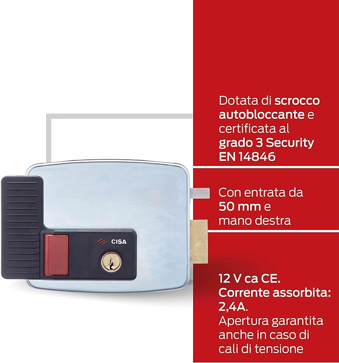 Verrou électrique - 12 V - Galvanisé - Cisa, argent, 11731601, 12V neuf
