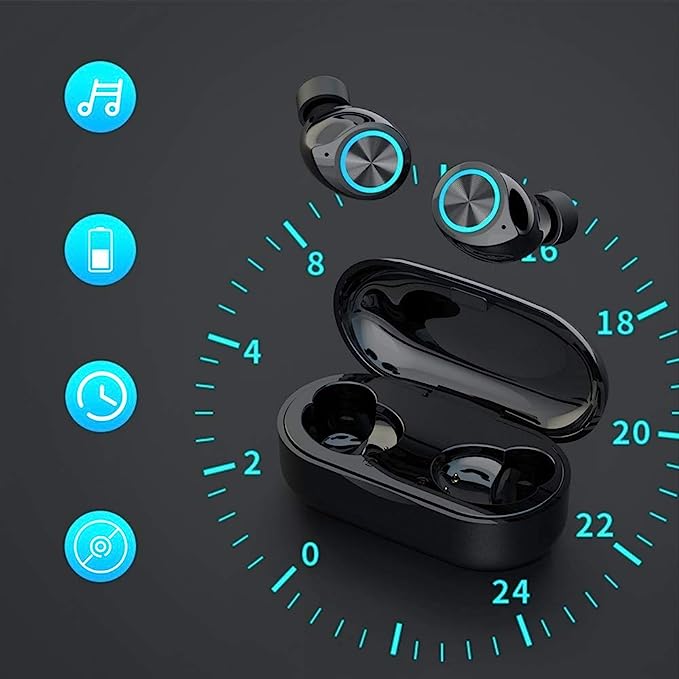 Écouteurs Bluetooth sans Fil 5.0 Réduction du Bruit Sports pour iOS Android Noir