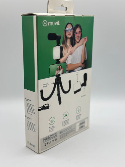 Support VLOGGING KIT 4 en 1 Micro + TREPIED + Support + LED