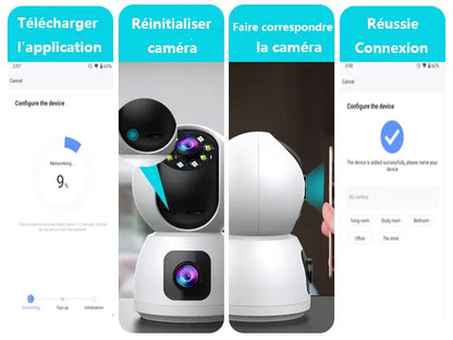 Caméra Surveillance WiFi Sans Fil Interieur 2MP+2MP Double Objectif Babyphone neuve