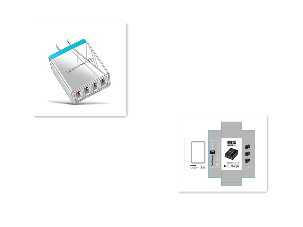 Chargeur USB Charge rapide 3.0 4 Adaptateur de téléphone pour tablette Chargeur mobile mural portable