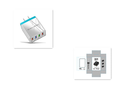 Chargeur USB Charge rapide 3.0 4 Adaptateur de téléphone pour tablette Chargeur mobile mural portable