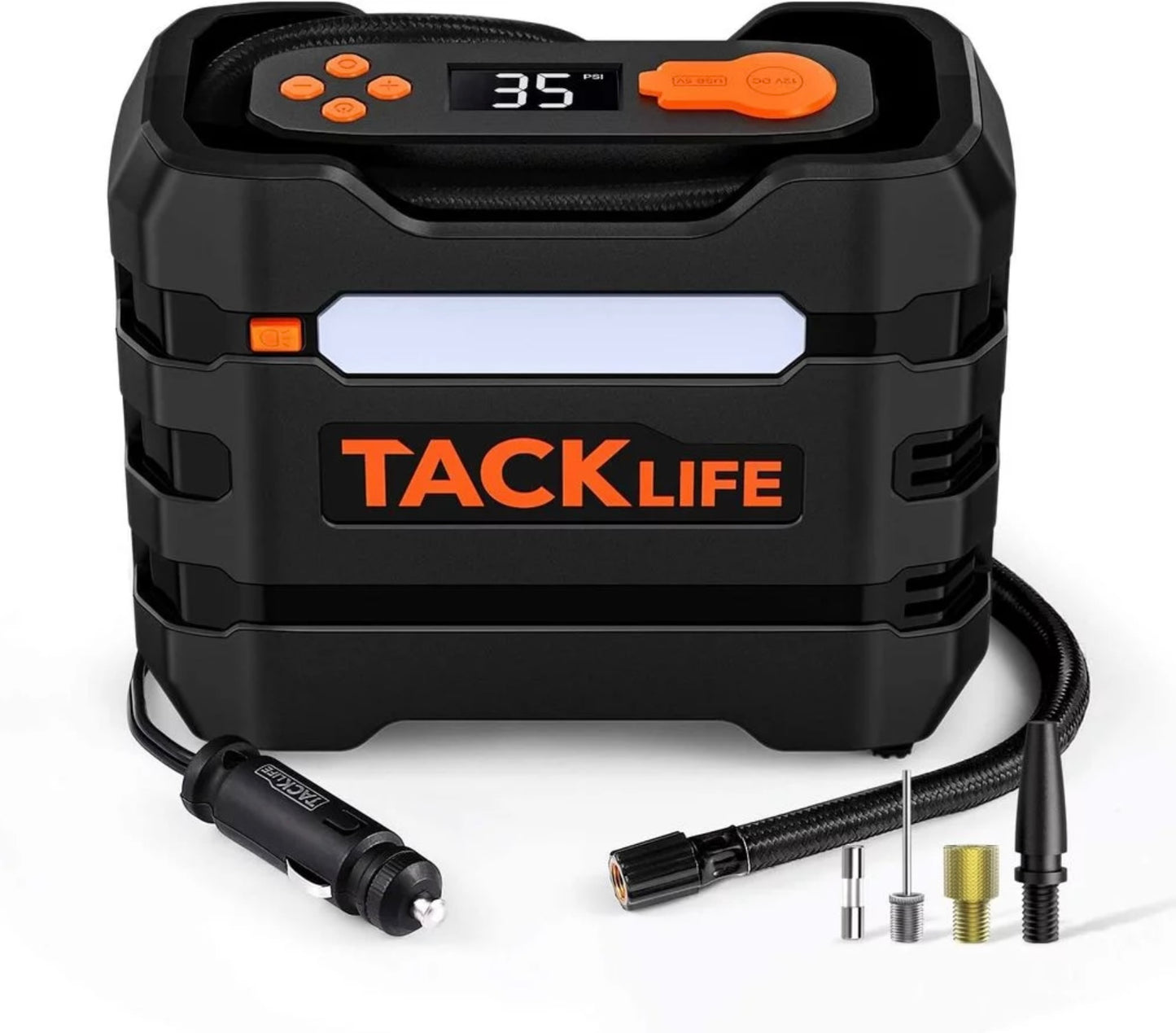 TACKLIFE Pneu De Voiture Gonfleur 12V DC Portable Compresseur D'air avec 3 LED Lumières neuf