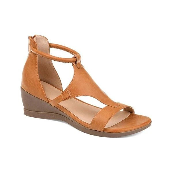 Sandales "Heritage-Wedge" – Style Romain à Brides Croisées & Talon Compensé Confort