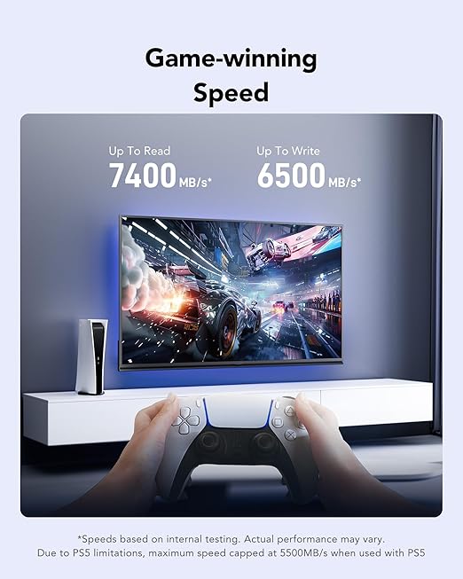 Lexar Play 2280 SSD 2 to avec dissipateur Thermique, PCle Gen 4x4 NVMe, Parfait pour PS5, Vitesse jusqu'à 7400 Mo/s, Disque SSD Interne Haute Performance, Compatible avec PS5