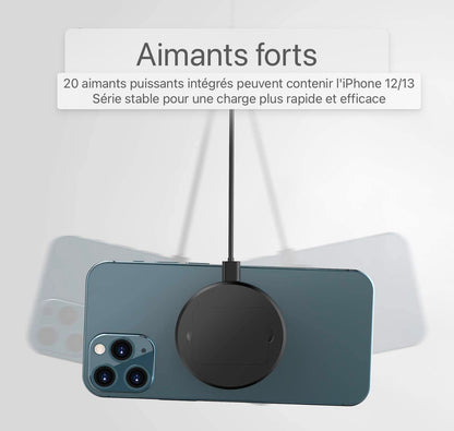 Chargeur sans fil magnétique, chargeur sans fil Qi Chargeur rapide sans fil Compatible avec iPhone 13/13 Pro/13 Pro Max/12/12 Pro/12 Pro Max/12 Mini/AirPods Pro/2