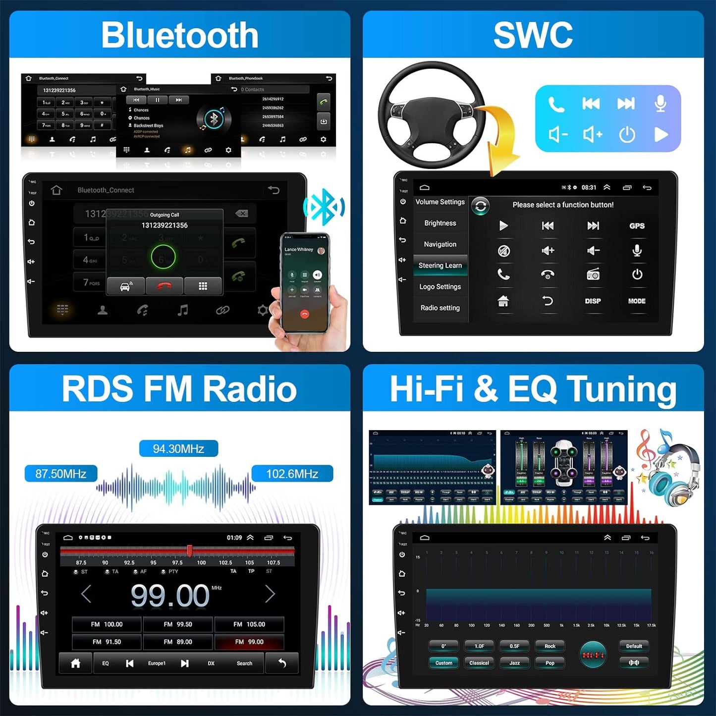 2+32G Podofo Android 13.0 Autoradio pour Honda Civic 2013 2014 2015 2016 2017 mit Kabelloses A-pple Carplay/Android Auto Bluetooth Bildschirm Touchscreen Lenkradkontrolle/GPS/WiFi/RDS/FM