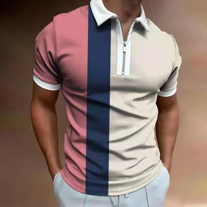 Polo "Club-Stripes" – T-shirt à Revers Imprimé & Maille Respirante