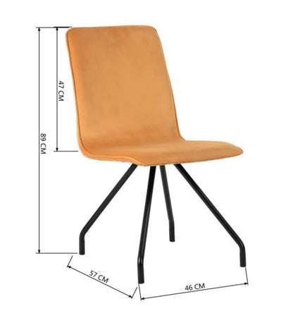 Chaise de salle à manger salon scandinave Lot de 2 en velours jaune pieds en métal, Homy Casa