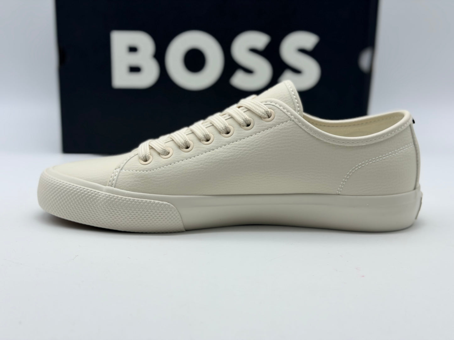BOSS Hommes Aiden Tenn Baskets Basses en Similicuir grainé