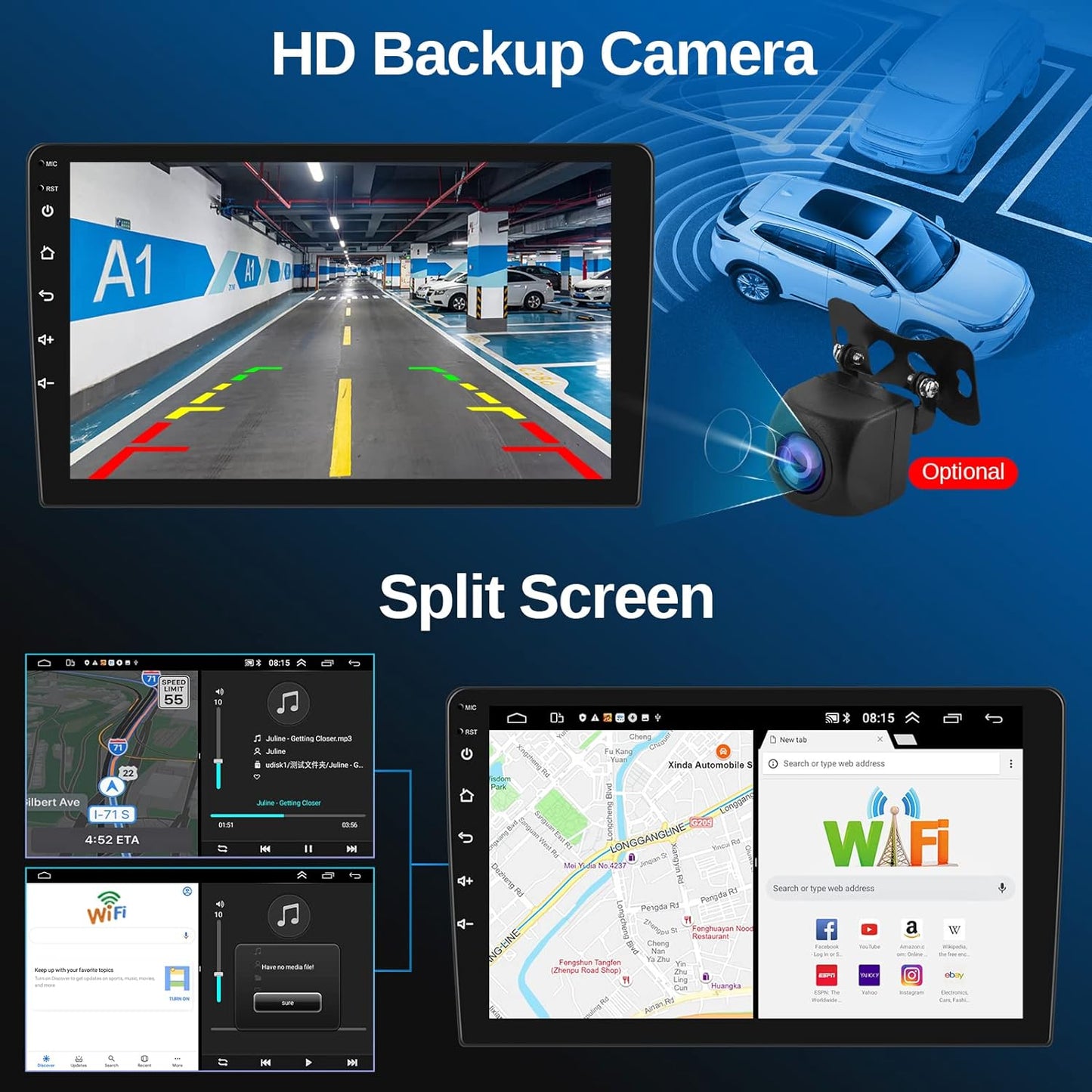 2+32G Podofo Android 13.0 Autoradio pour Honda Civic 2013 2014 2015 2016 2017 mit Kabelloses A-pple Carplay/Android Auto Bluetooth Bildschirm Touchscreen Lenkradkontrolle/GPS/WiFi/RDS/FM