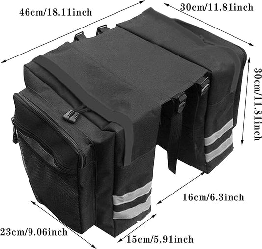 Sacoche de selle de vélo, double porte-bagages avec crochet réglable, poignée réfléchissante