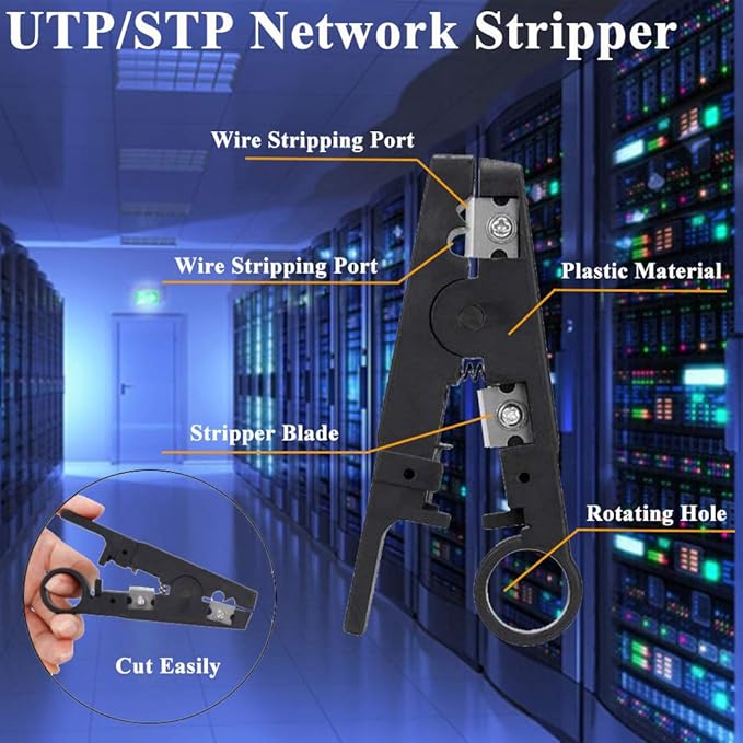 Kit d'Installations Professionel RJ45, Trousse à Outils de Réparation pour Cablage Ordinateur, Testeur Reseau, Pince à et Wire Strippe RJ11 RJ12 Cat6 Cat5e (jaune)