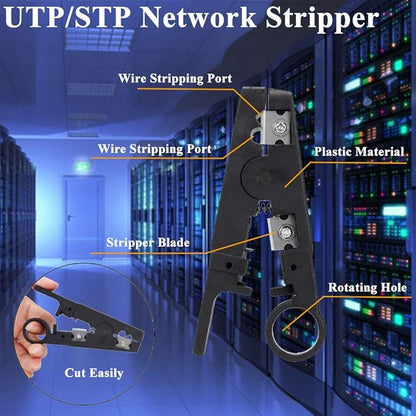 Kit d'Installations Professionel RJ45, Trousse à Outils de Réparation pour Cablage Ordinateur, Testeur Reseau, Pince à et Wire Strippe RJ11 RJ12 Cat6 Cat5e (jaune)