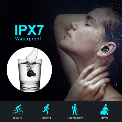 4UMOR V5.0 Ecouteur sans Fil Sport IPX7 Etanche Oreillette Bluetooth Appariement Automatique Contrôle Tactile Réduction du Bruit Casque Intra-auriculaire