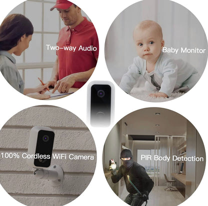 Caméra de sécurité extérieure WiFi sans fil, caméra de sécurité domestique alimentée par batterie rechargeable, vision nocturne