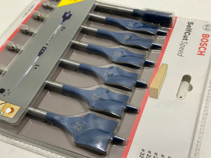 Bosch Professional Coffret de 8x mèches plates Expert SelfCut Speed (pour Bois résineux, Panneau aggloméré, Ø 12-32 mm, Accessoire Perceuse à percussion)
