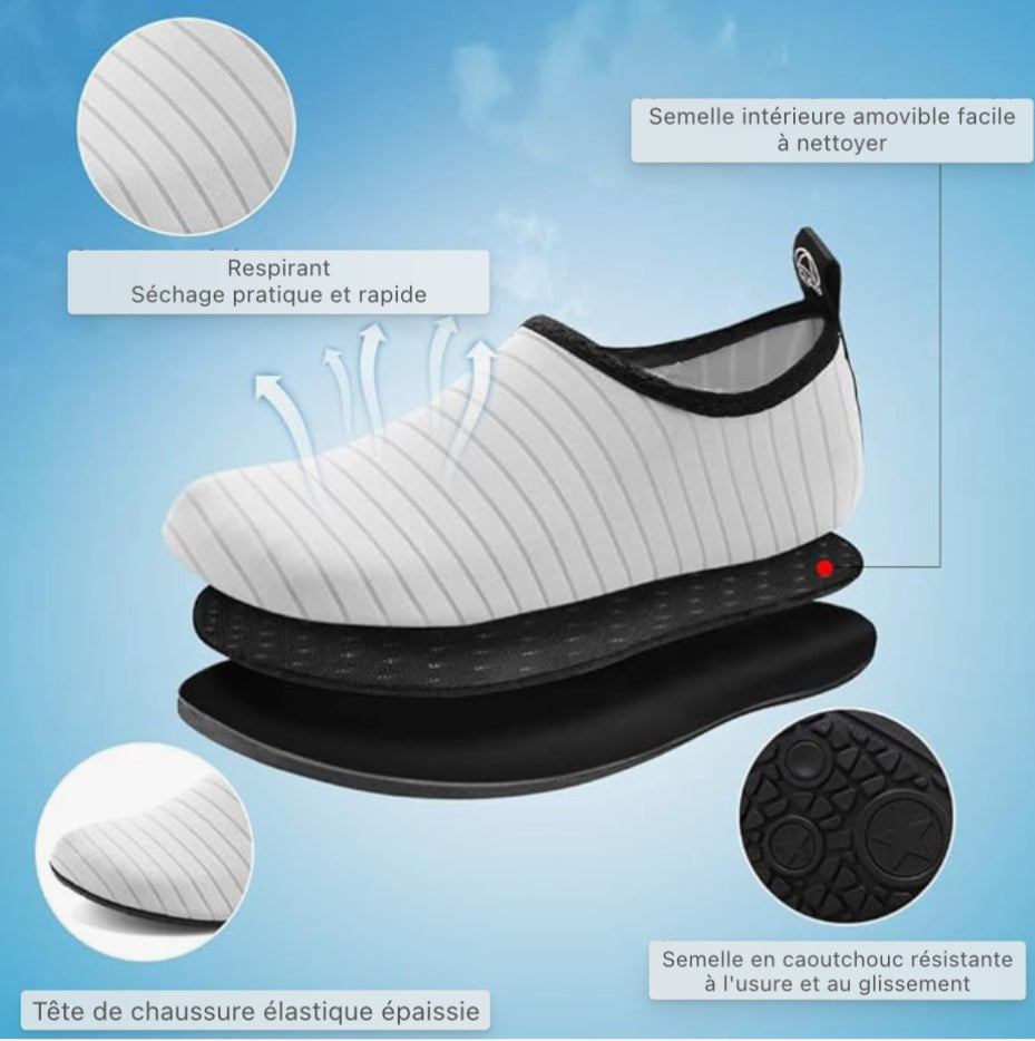 Chaussures pieds nus Chaussures de bain pour femmes Chaussures de bain pour hommes Chaussures pieds nus antidérapantes à séchage rapide