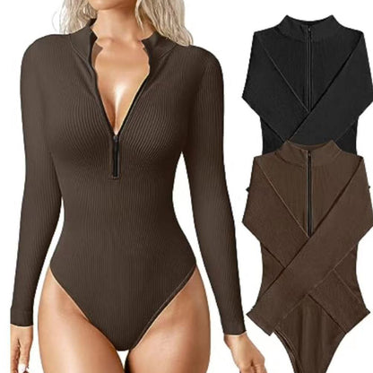Combinaison "Elite-Contour" – Manches Longues, Zip Frontal & Gainage Intégral Sans Couture