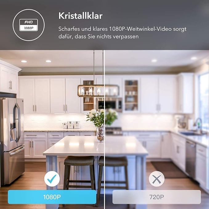 Mini Caméra WiFi, caméra IP WLAN HD 1080p, caméra de surveillance Smart Home intérieure avec vision nocturne couleur IR, assistant vocal, caméra bébé, audio bidirectionnelle