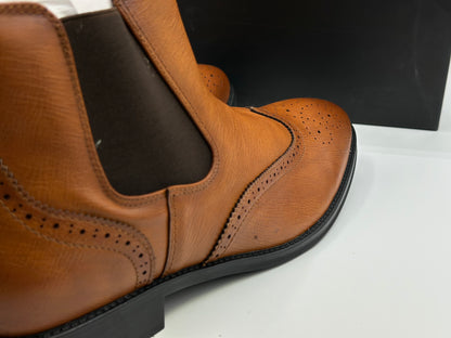 Bruno Marc Men Chelsea Boots Brogue en cuir Bottes de cheville Bottes Slip Boots