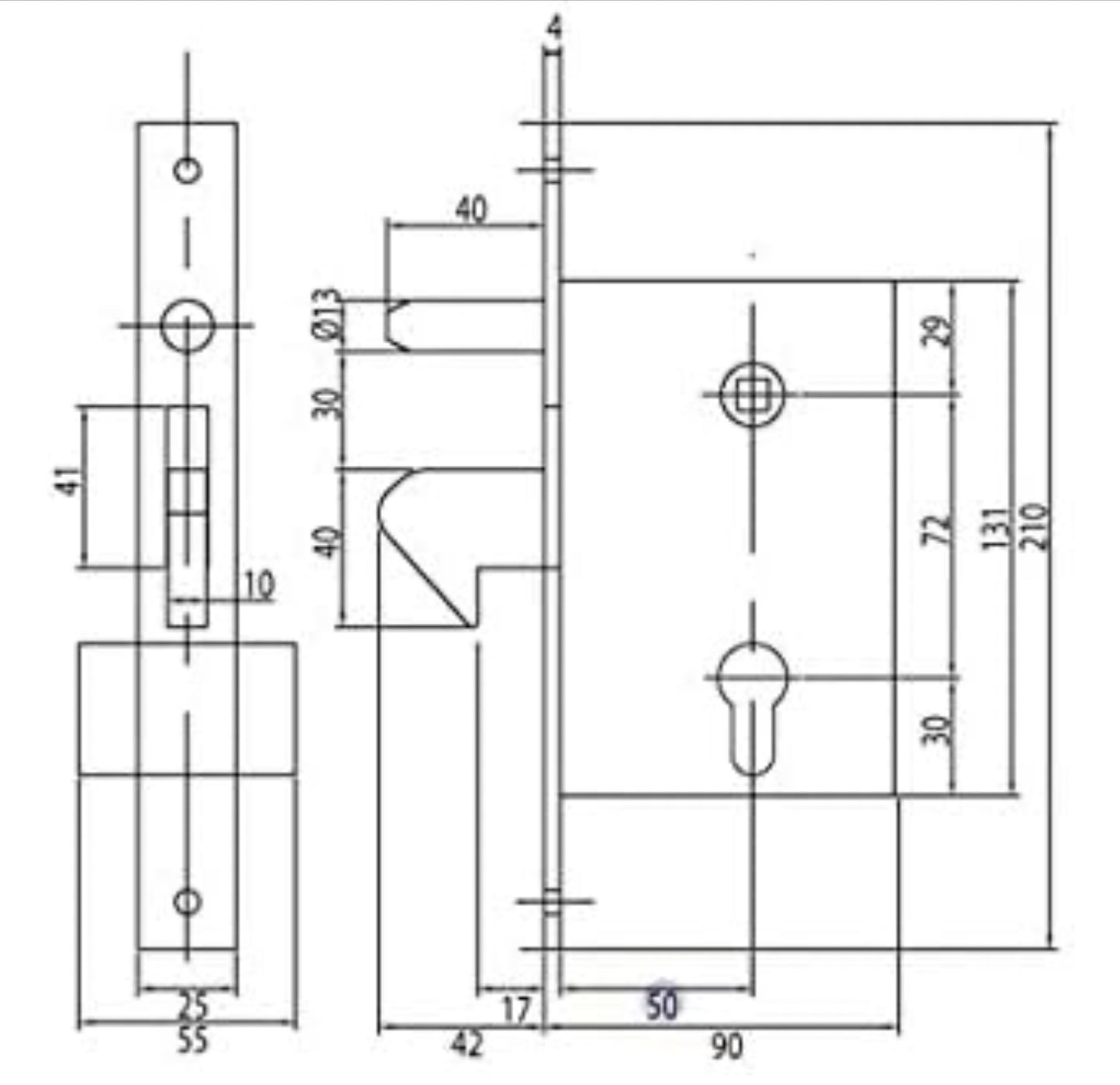 IBFM 447 Serrure à crochet à encastrer, 60 mm