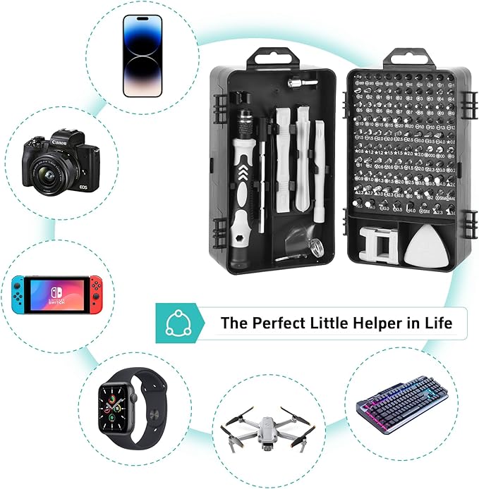 Jeu de tournevis de précision - 115 pièces - pour téléphone portable, ordinateur portable, PC, montres, lunettes, consoles
