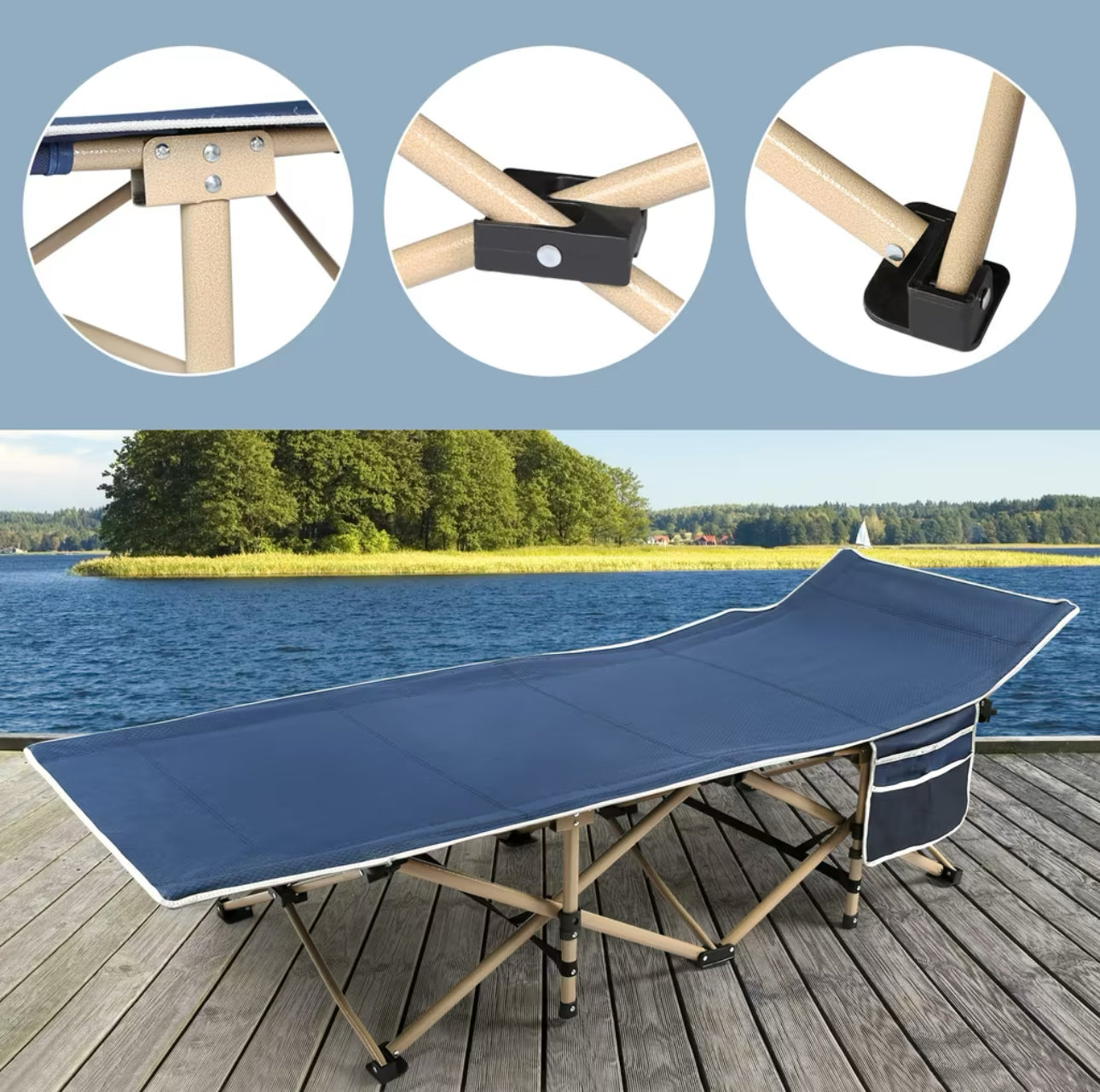 Lit De Camping Pliable, Lit D'invité, Charge Jusqu'à 300 kg, avec Sac De Transport, Poids 6 kg, neuf