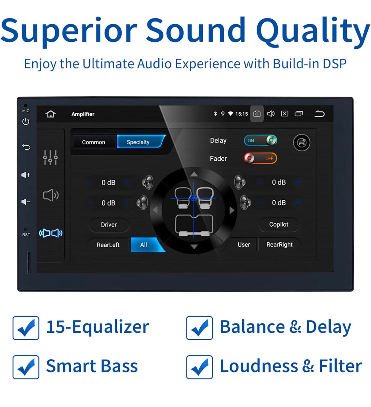 Dasaita Autoradio Double Din 7" Android 10.0 universel Bluetooth Radio DSP 4 G RAM 64 G ROM GPS WiFi CarPlay