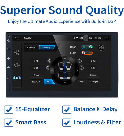 Dasaita Autoradio Double Din 7" Android 10.0 universel Bluetooth Radio DSP 4 G RAM 64 G ROM GPS WiFi CarPlay