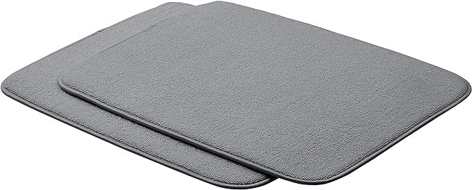 Tapis d'égouttoir - 41 x 46 cm - Gris anthracite, lot de 2 neuves