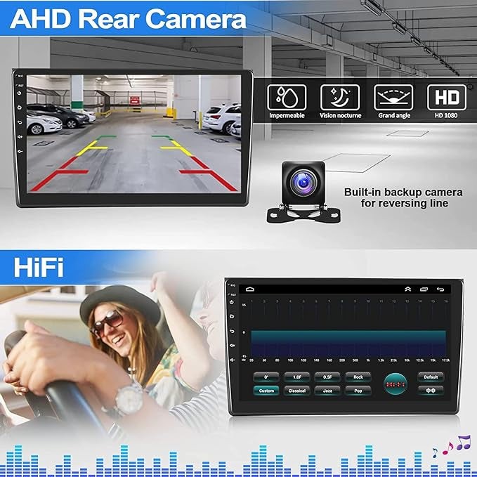 CAMECHO 1+32G Android 13 Autoraido pour Audi A4/S4/RS4 (2002-2007) Seat Exeo (2008-2012), 2Din 9 Pouces Écran avec Bluetooth Mirror Link WiFi FM/RDS Radio EQ Caméra de Recul