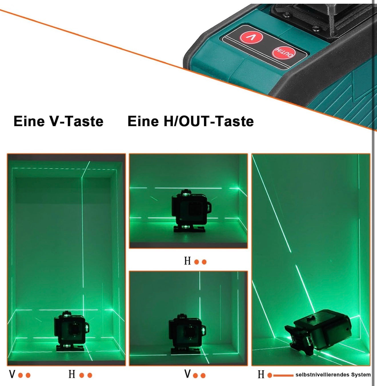 Laser lignes croisées avec trépied 4x360° 16 lignes laser lignes croisées 3 ° autonivelant avec support trépied,2 * 2400 mAh batteries et télécommande,support mural,cadre de levage