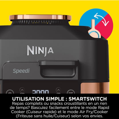 Ninja Speedi multicuiseur 10-en-1 vapeur/air,cuisson sans huile, nettoyage facile 5,7L, noir/cuivre