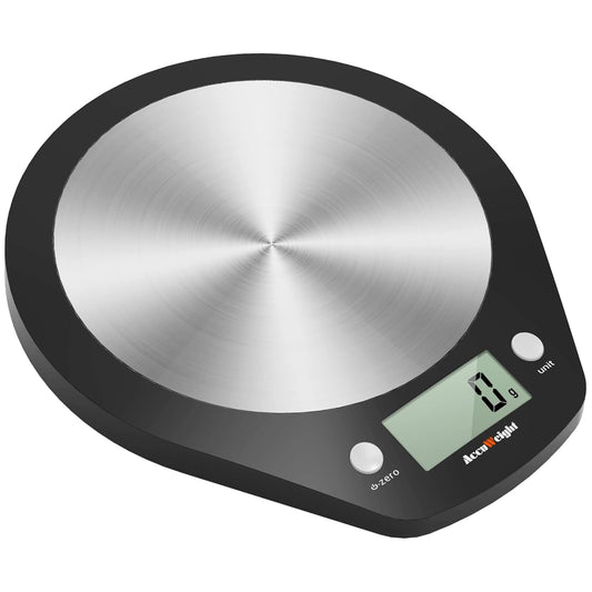 Balance de cuisine numérique 203, pour nourriture ou courrier, en acier inoxydable, fonction de mesure pour liquide en ml, 5000 g, incréments de 0,1 oz ou 1 g