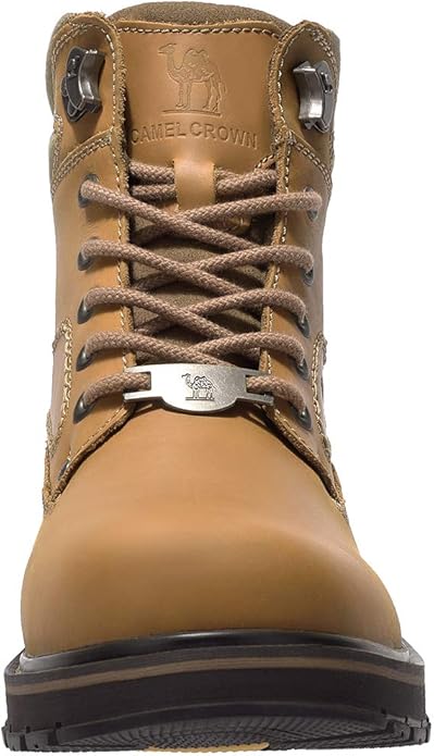 CAMEL CROWN Bottes à lacets Bottes de combat pour hommes Bottes de travail Bottes pour hommes Chaussures de travail en cuir Bottes de travail classiques à tige courte pour extérieur Bottes de loisirs antidérapantes