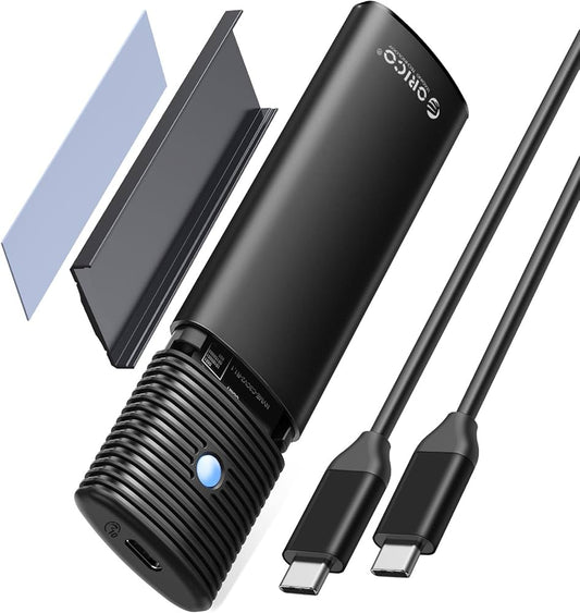 Boîtier SSD M2 NVMe SATA, Adaptateur SSD M2 USB C 3.2 Gen 2 10Gbps NVME PCIe, 5Gbps NGFF SATA M-Key(B+M Key) 2230/2242/2260/2280, Aluminum Externe Lecteur M.2 Disque Dur, Support UASP- PWDM2-BK