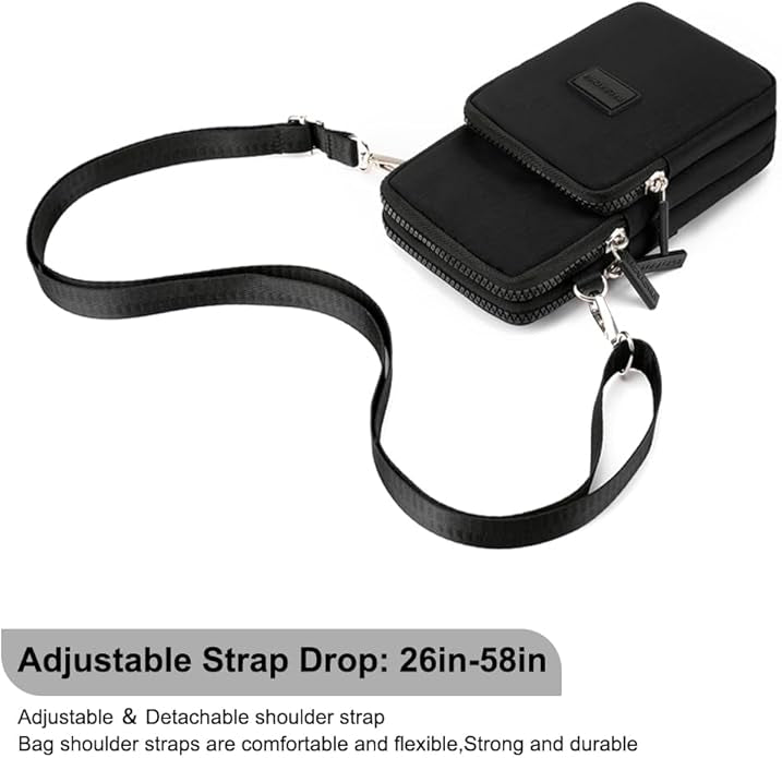 Sac à bandoulière pour téléphone portable, mini sac à main pour téléphone portable, portefeuille, sac à bandoulière, sac à main, pochette de voyage
Couleur: Noir