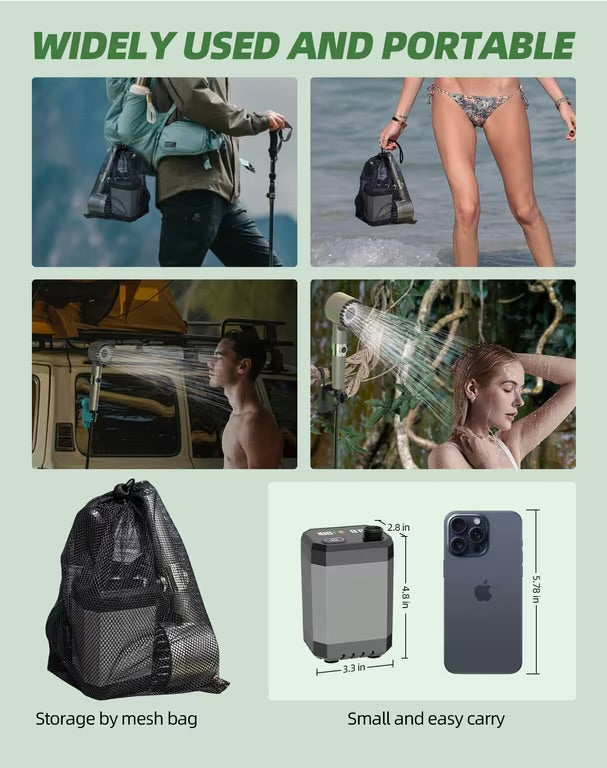 Kit Douche Camping,6000mAh Douche Portable Imperméable,USB Pompe de Douche Électrique Rechargeable,4 Modes pour Extérieure,avec Afficheur Intelligent,pour Extérieure,Camping,Randonnée,Jardin
